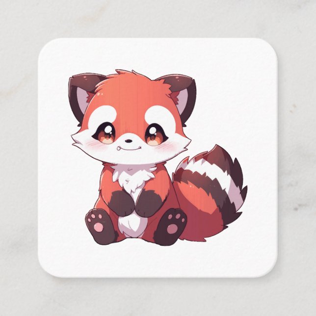  cute red panda square business card (Front)