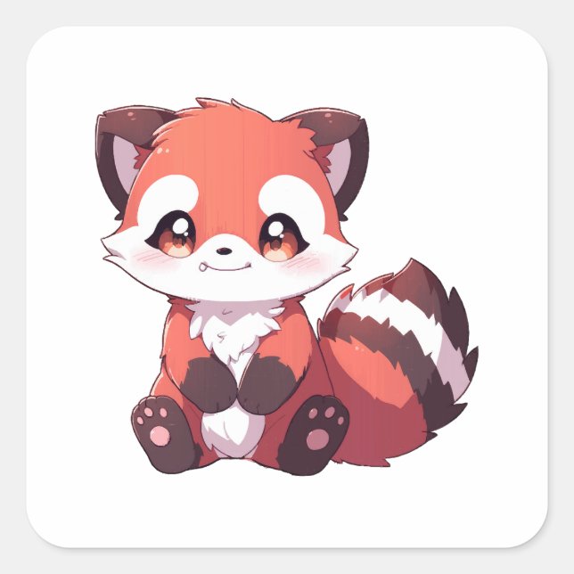  cute red panda square sticker (Front)