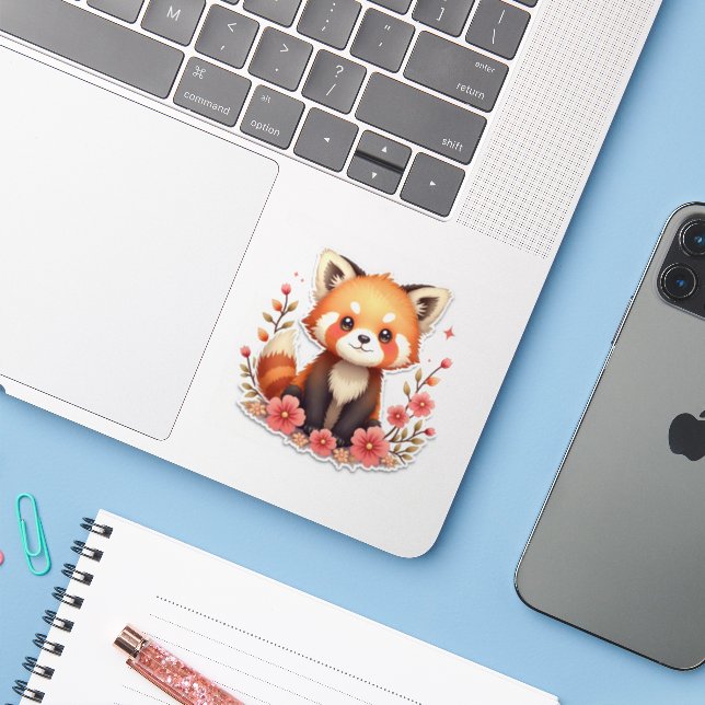 Cute Red Panda Sticker (Laptop w/ iPhone)