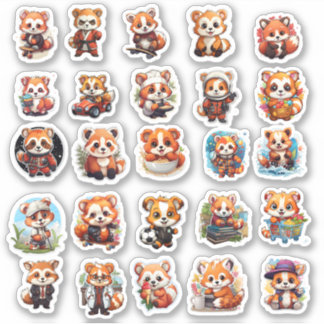 Cute Red Panda stickers, value pack 25 Stickers