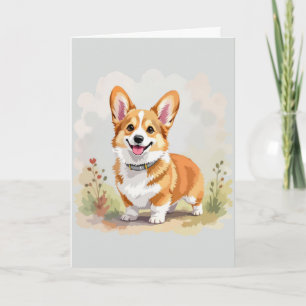 Cute Red Pembroke Welsh Corgi Dog Card