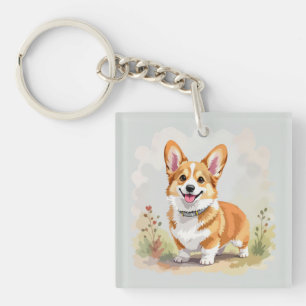 Cute Red Pembroke Welsh Corgi Dog Key Ring