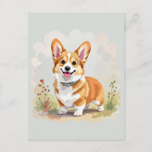 Cute Red Pembroke Welsh Corgi Dog Postcard