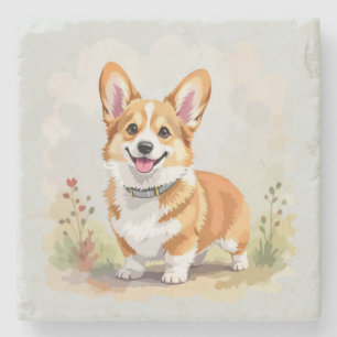 Cute Red Pembroke Welsh Corgi Dog Stone Coaster