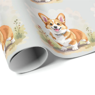 Cute Red Pembroke Welsh Corgi Dog Wrapping Paper