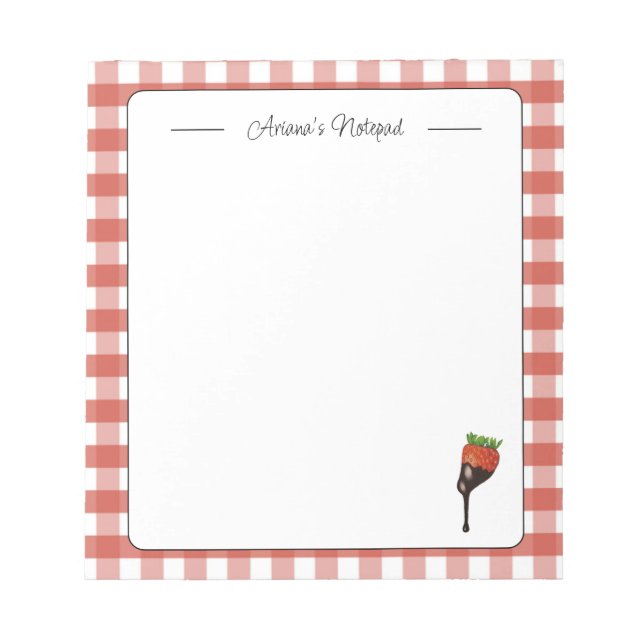 Cute Red Personalised Strawberry Notepad (Front)