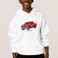 Cute red pickup truck cartoon illustration