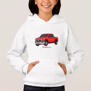 Cute red pickup truck cartoon illustration