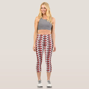Cute red pickup truck cartoon illustration capri leggings