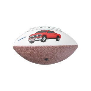 Cute red pickup truck cartoon illustration football