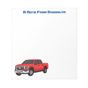 Cute red pickup truck cartoon illustration notepad