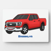 Cute red pickup truck cartoon illustration