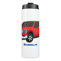 Cute red pickup truck cartoon illustration