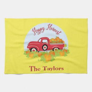 Cute Red Pickup Truck Tea Towel