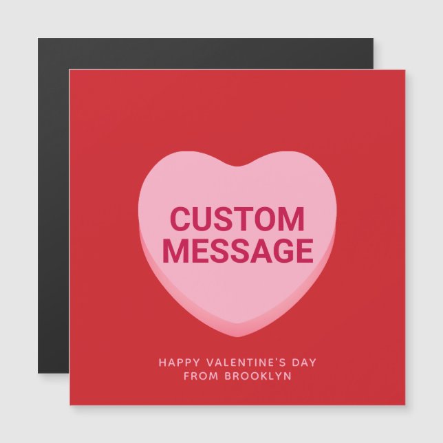 Cute red pink custom conversation heart card (Front/Back)
