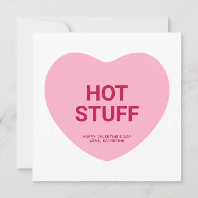 Cute red pink custom message conversation heart card (Front)