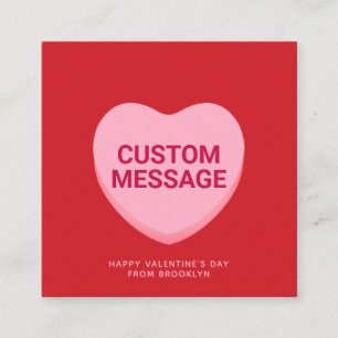 Cute red pink custom message conversation heart enclosure card
