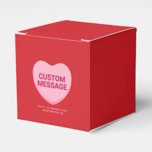 Cute red pink custom message conversation heart favour box