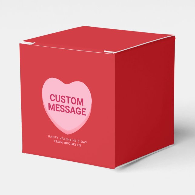 Cute red pink custom message conversation heart favour box (Front Side)