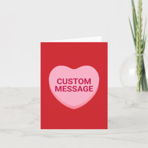 Cute red pink custom message conversation heart note card
