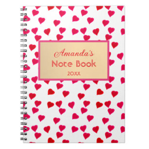 Cute Red Pink Hearts Happy Valentine's Day Girly  Notebook