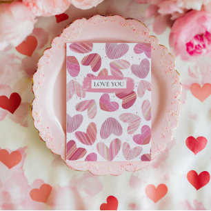 Cute Red & Pink Hearts Photo Holiday Card