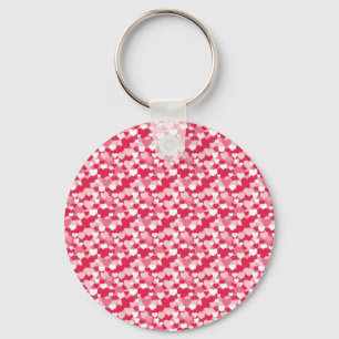 Cute Red & Pink Hearts Seamless Pattern Key Ring