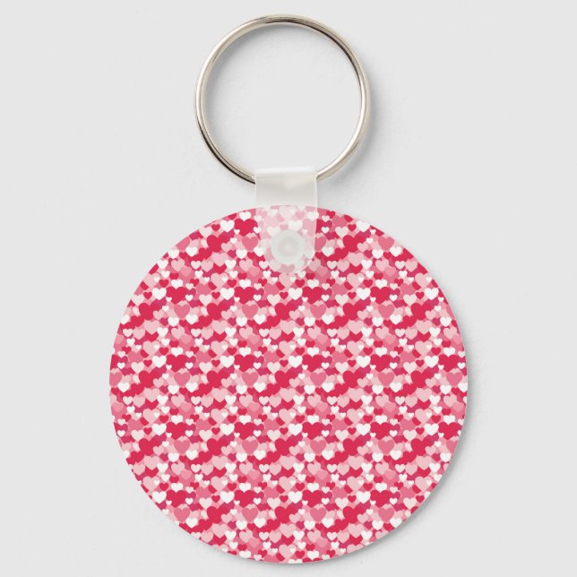 Cute Red & Pink Hearts Seamless Pattern Key Ring (Front)