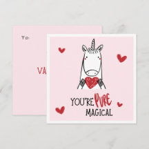Cute Red Pink Hearts Unicorn Kids Valentine's Day