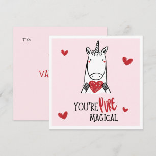Cute Red Pink Hearts Unicorn Kids Valentine's Day Card