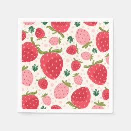 Cute Red Pink Strawberry Pattern Napkin