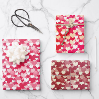 Cute Red & Pink Valentines Hearts Seamless Pattern Wrapping Paper Sheet