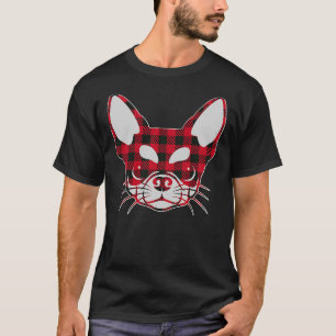 Cute Red Plaid Buffalo Chihuahua Face Christmas Pa T-Shirt