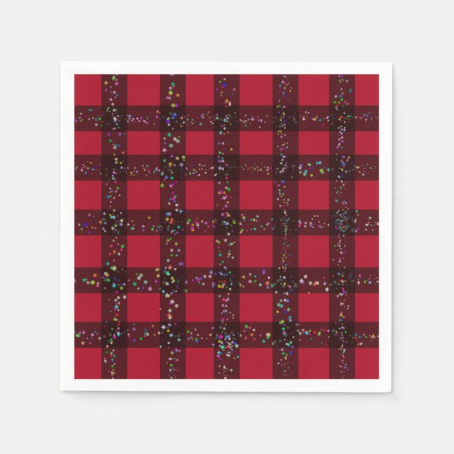 Cute Red Plaid Gingham Pattern Napkin (Front)