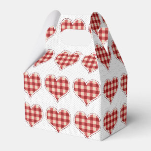 Cute Red Plaid Hearts and Dots Pattern Favour Box