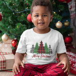Cute Red Plaid Merry Christmas Trees Custom Toddler T-Shirt<br><div class="desc">This custom rustic holiday toddler t-shirt features trendy red plaid and green Christmas trees above your message Merry Christmas. A cute personalised and traditional look that is currently in style again,  this festive children's tee is perfect for a family reunion. Classic and nostalgic design.</div>