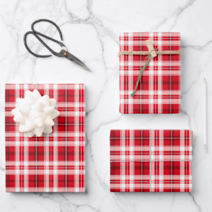 Cute red plaid tiled pattern  wrapping paper sheet