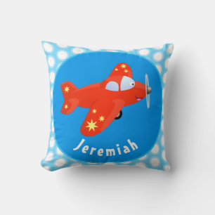 Cute red plane flying cartoon illustration cushion