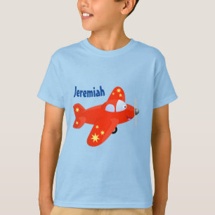 Cute red plane flying cartoon illustration T-Shirt