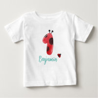 Cute red Polka dot Ladybug 1st Birthday party name