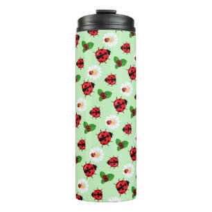Cute red polka dot Ladybug Daisy flower summer Thermal Tumbler