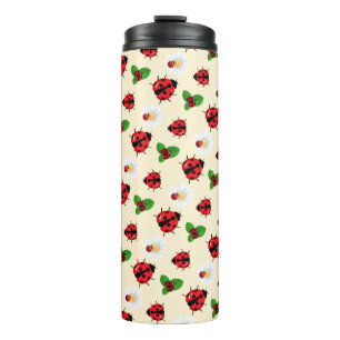 Cute red polka dot Ladybug Daisy flower summer Thermal Tumbler