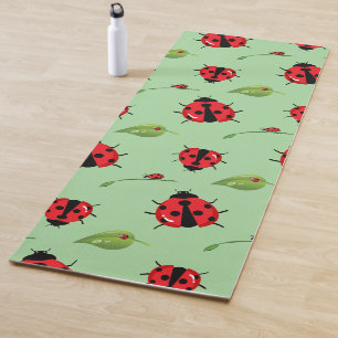 Cute red polka dot Ladybug Daisy flower summer Yoga Mat