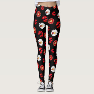 Cute red polka dot Ladybug flower summer Girly Leggings