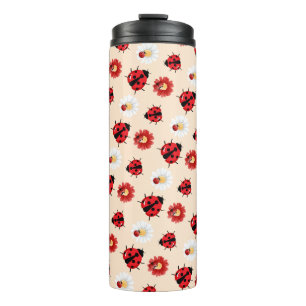 Cute red polka dot Ladybug flower summer Girly Thermal Tumbler