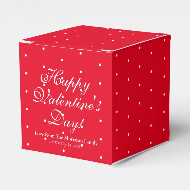 Cute red polka dots custom script Valentine's Day Favour Box (Front Side)
