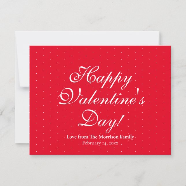 Cute red polka dots custom script Valentine's Day Holiday Card (Front)