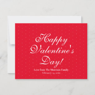 Cute red polka dots custom script Valentine's Day Holiday Card
