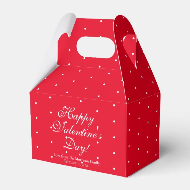 Cute red polka dots custom text Valentine's Day Favour Box (Front Side)
