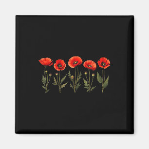 Cute Red Poppy Flower Memorial Day 2025 Usa Vetera Magnet